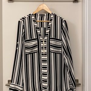 Black and white striped Express shirt